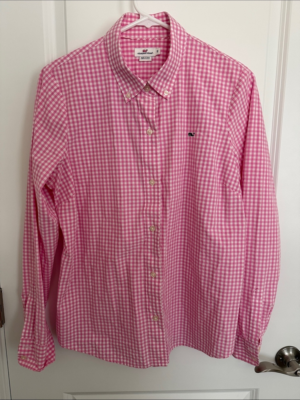 Vineyard Vines Women’s Pink Gingham Button-Down Shirt